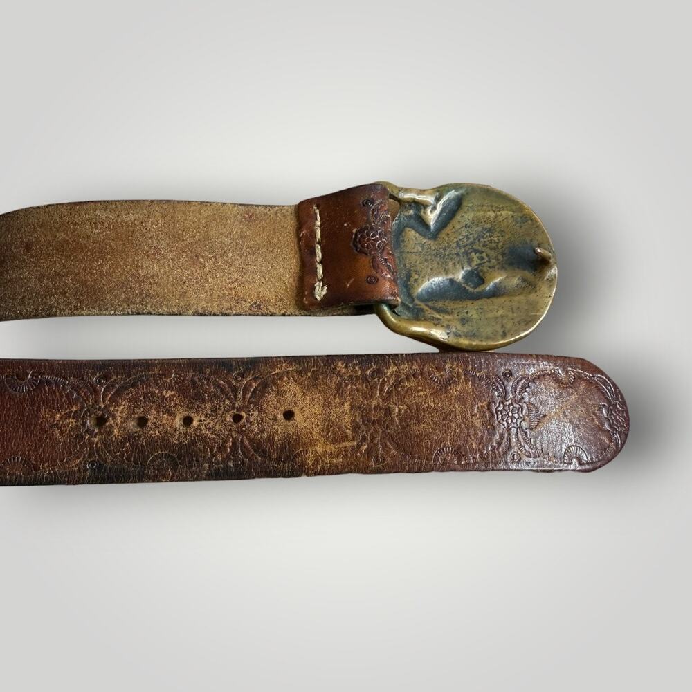 Tech Ether Guild "Colorado Sunrise" Brass J. Mcleod 1970s Hippie Buckle Belt - Picture 6 of 13